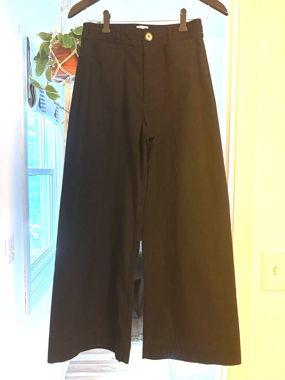 Maeve Black Wide Leg Pants | Anthropologie High Rise Tailored Trousers